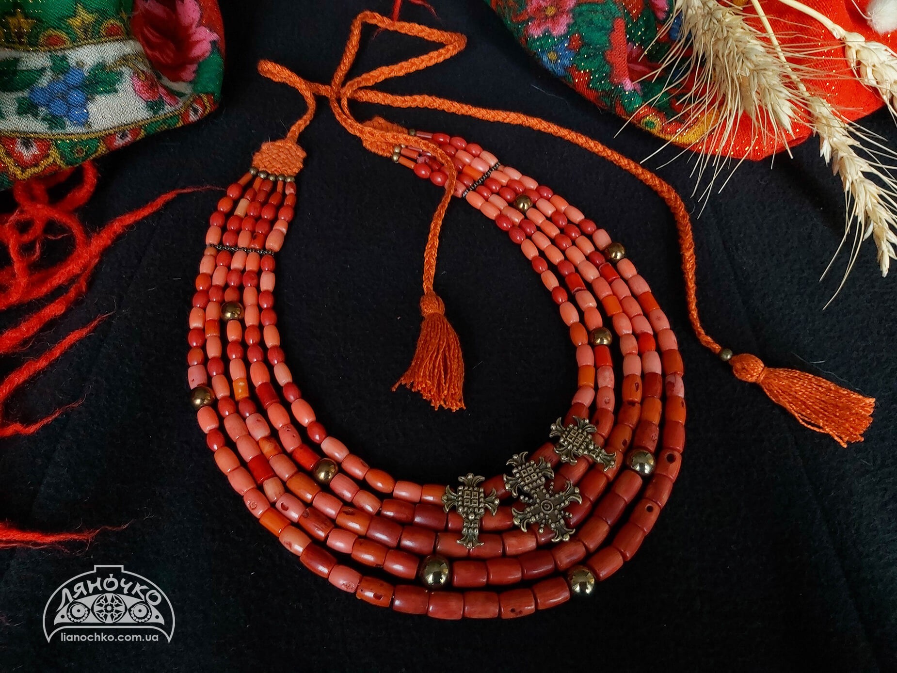 Коралове намисто "У посаг" фото коралі зі згардами у посаг